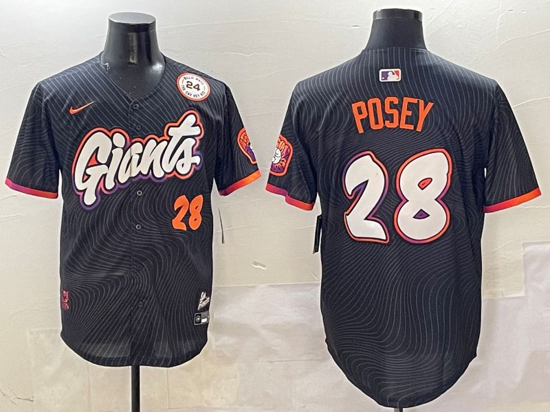 Men San Francisco Giants #28 Posey Black Second generation Joint Name Nike 2025 MLB Jersey style 12->youth mlb jersey->Youth Jersey
